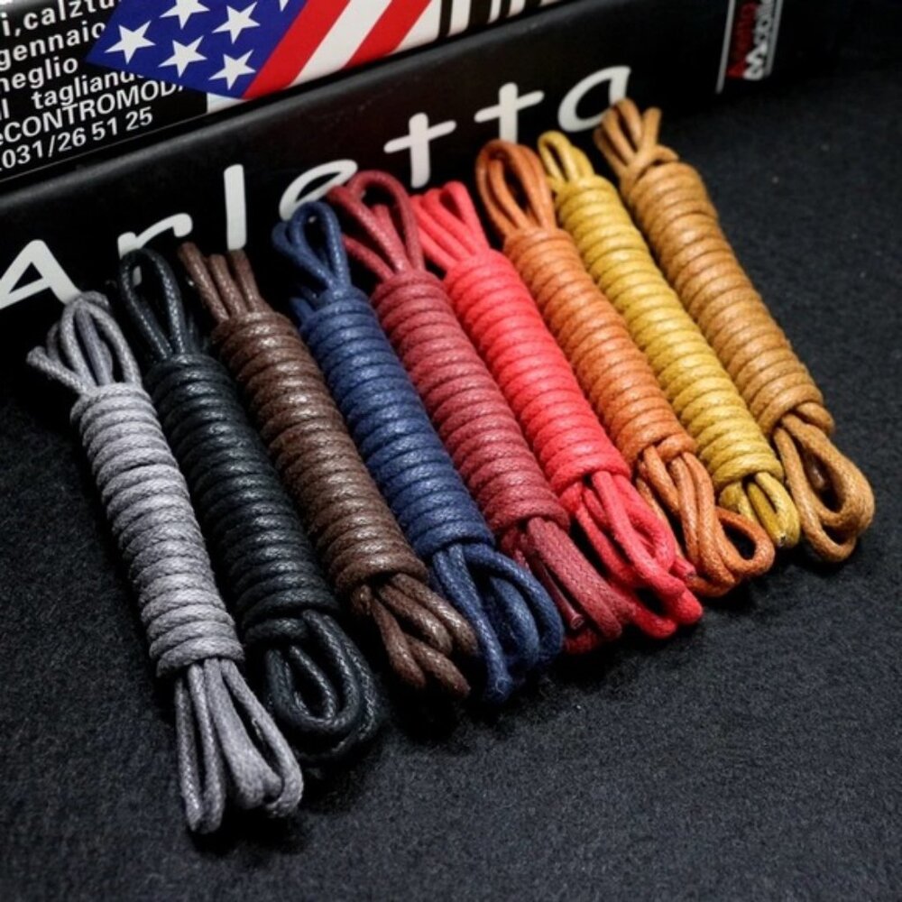 Waxed Cotton Round Shoelaces Gray